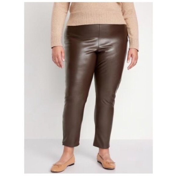 Old Navy Pants - New! Old Navy Faux Leather Chocolate Brown Pants MSRP $49.95 Size 22 Extra High-